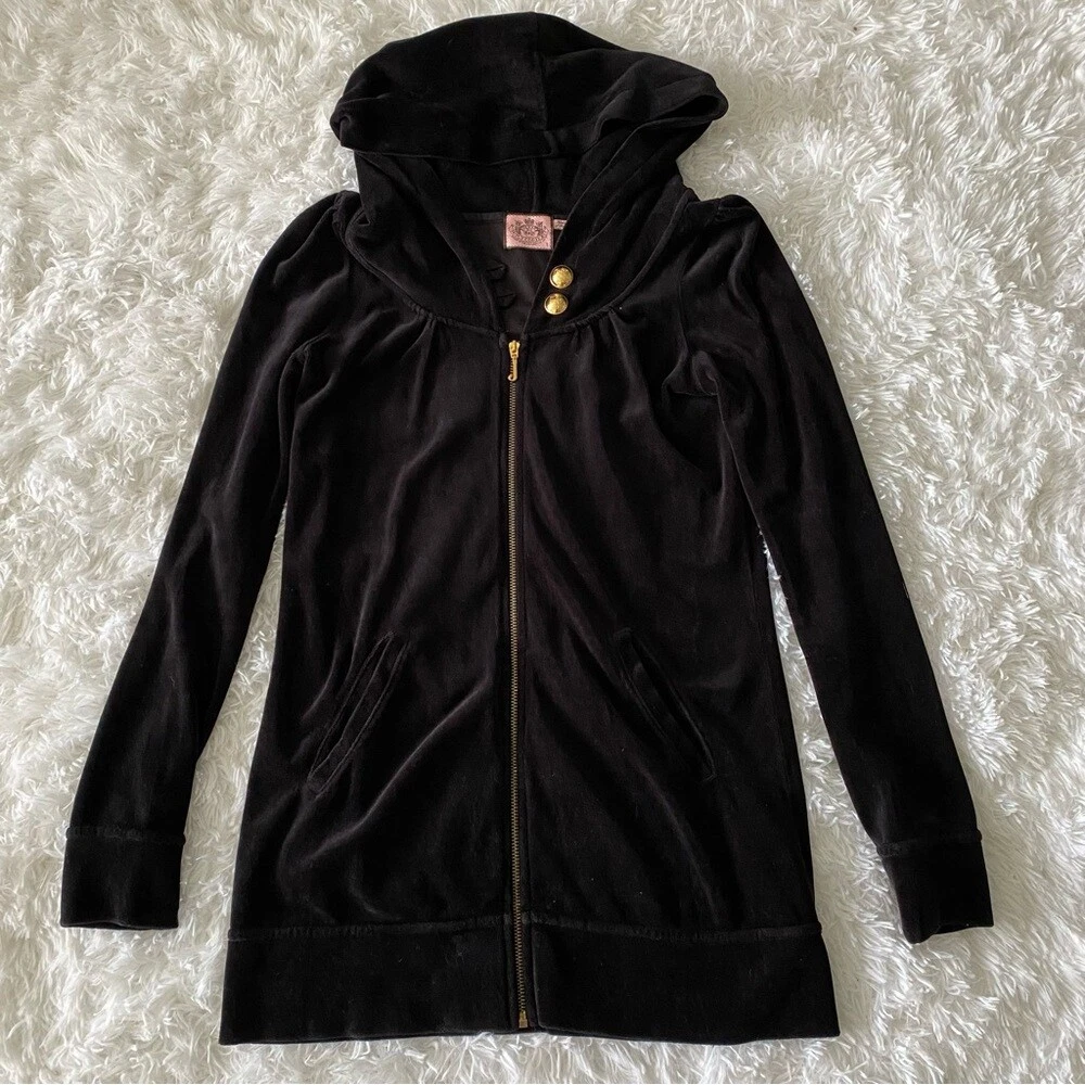 juicy couture black velour zip hoodie