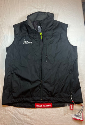 Helly Hansen Brand New w Tags Crew Vest Gilet Sz XXL Mens Black Alumni Full Zip