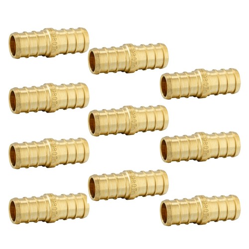 EFIELD 10 PCS EFIELD 1 inch x 1 inch Pex Coupling Barb Crimp Brass Fitting