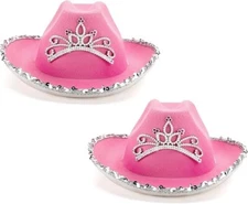 Spooktacular Creations 2 Pack Pink Cowboy Hat with Crown Blinking, Halloween Chi