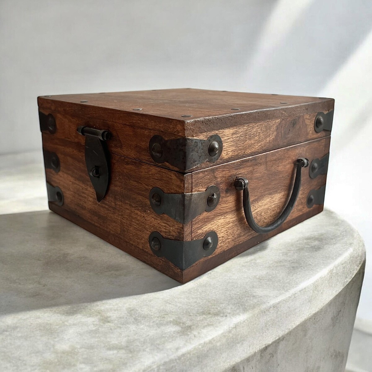 Wood & Brass Arts & Crafts Desk Box | eBay
