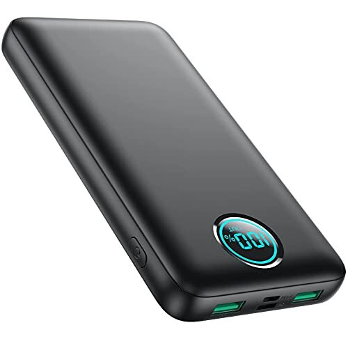 High-Capacity 30,800mAh Portable Charger Power Bank with 25W PD Fast Charging and LCD Display in Sleek Black-image