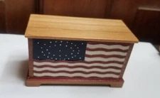Artisan SC dollhouse miniature patriotic flag wood painted trunk blanket chest