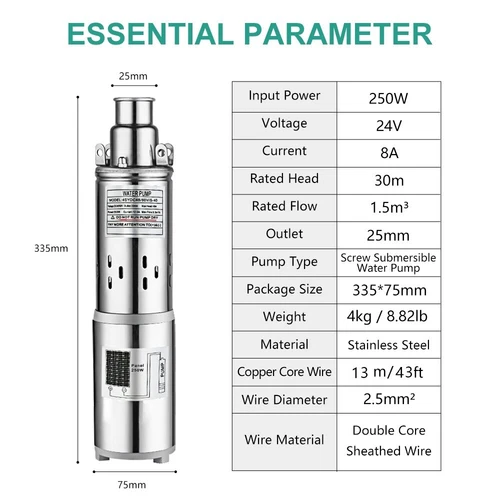 250W submersible pump, efficient water pumping for 3-inch deep well irrigation - Picture 8 of 14