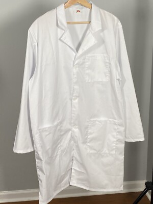 Medical White Unisex Lab Coats Uniform Lab Coat Long Sleeve Jacket. Size Medium.