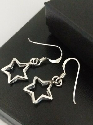 Mädchen 925 Sterlingsilber süße kleine Stern Charm Ohrhänger Weihnachten