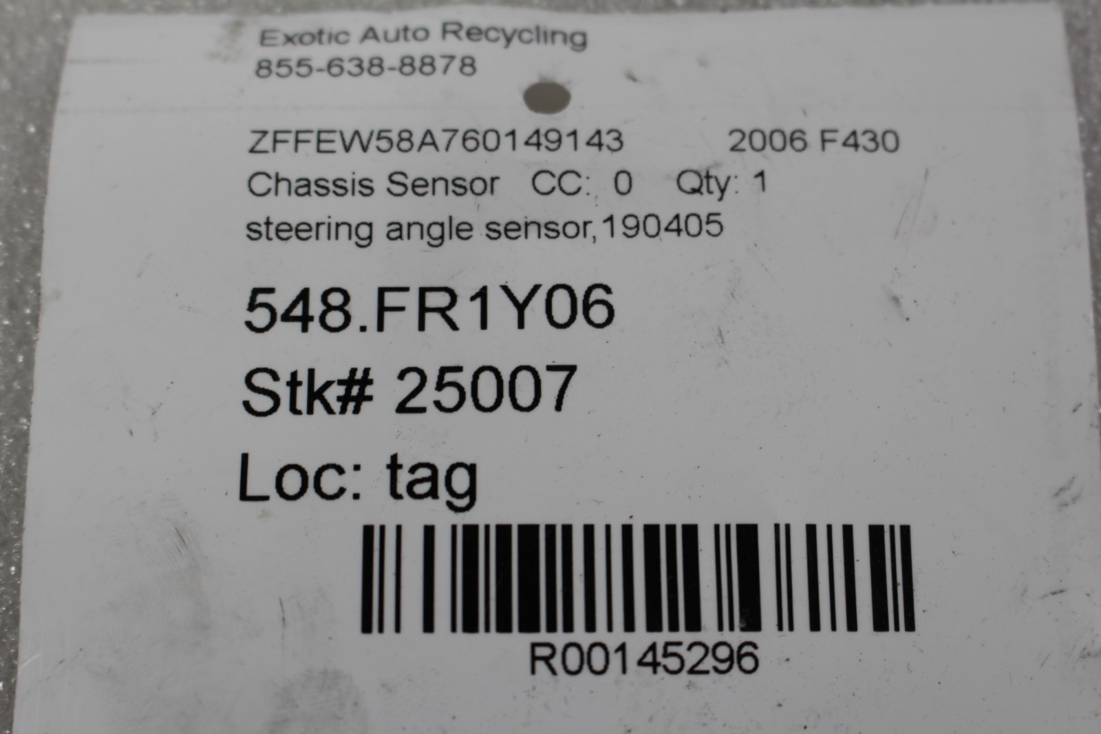 Ferrari F430, 575, Steering Angle Sensor, Used, P/N 190405