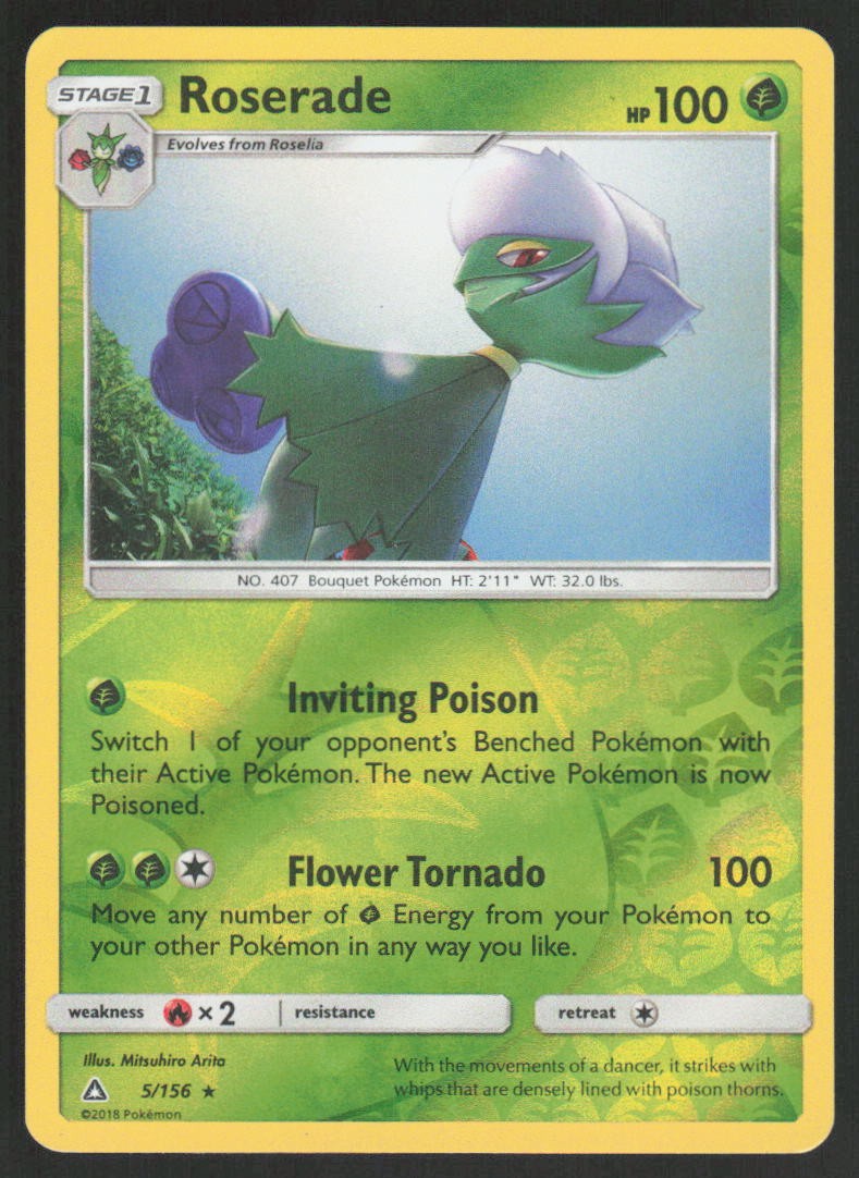 Roserade 5/156 Rare Ultra Prism Pokemon Reverse Holo Lightly Played