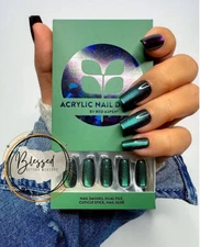 Red Aspen Press On Nails Birds of a Feather, Kizzie Long Coffin ACRYLIC