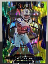 2025 Panini Select - Jaydon Blue #96 Green & Yellow Shock Prizm (RC) Cowboys