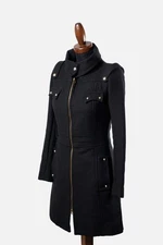 Elisabetta Franchi Celyn B Black Wool Military Coat TG40