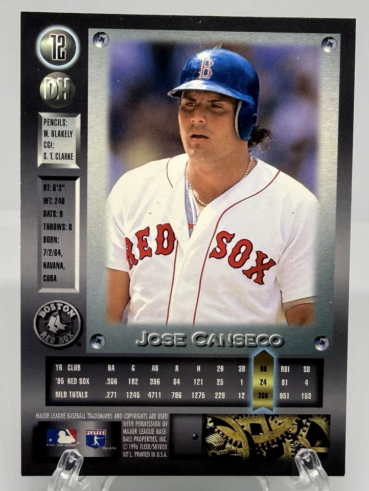 1996 Fleer Metal Universe Platinum Edition Jose Canseco #12 Boston Red Sox - Image 2 of 2