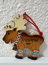 VTG 95 Yellowstone Moose Christmas Ornament Souvenir Wood USA Holiday Nat. Park