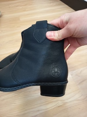 Rieker Damen Leder-Stiefeletten schwarz Gr. 41 Schlupf Blockabsatz niedrig