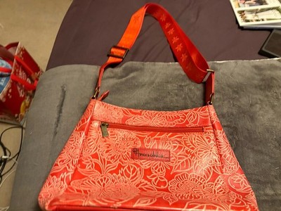 Anuschka Tooled Leather Crossbody Bag W/ Adjustable Strap-Butterfly Coral-