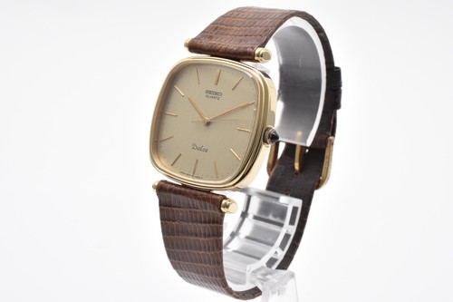 [NEAR MINT] Vintage SEIKO Dolce 5931-5400 Gold Dial  Quartz Men's Watch JAPAN