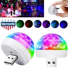 2  USB LED Mini Voice-Activated Ball  Disco Ball Light Strobe Car Atmosphere US