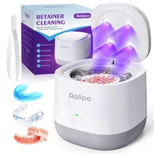 Ultrasonic Retainer Cleaner 320ML, 45Khz Denture Cleaner with 4 Lamps, Dental Cl