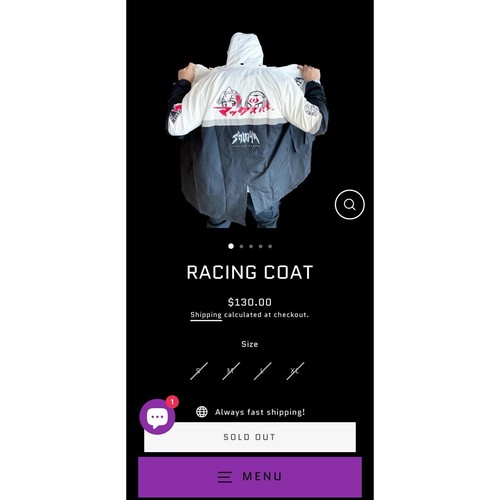 Shinya Spirited Racing Tech Anime Full Zip Button Up Jacket Coat Size Small - Picture 5 of 13
