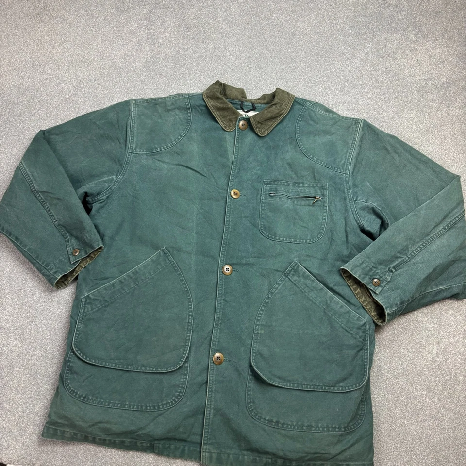 LL Bean Jacket Adult X Large Green Hunting Canvas Barn Chore Corduroy Lined Mens - Image 2 of 4