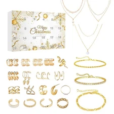 Girls Christmas New Advent Calendar Jewellery Box -24 Festive Charms & Bracelet