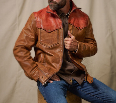 Mens Distressed Brown Cafe Racer Motorcycle Biker Rider Cowhide Leather Jacket