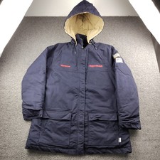 Tyndale FR ExxonMobil FR Jacket Removable Hood Blue Insulated Size Large Womens