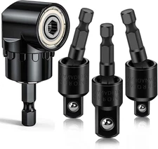 Flexible Drill Bit Extension Set with Right Angle Attachment, 360° Rotatable 1/4