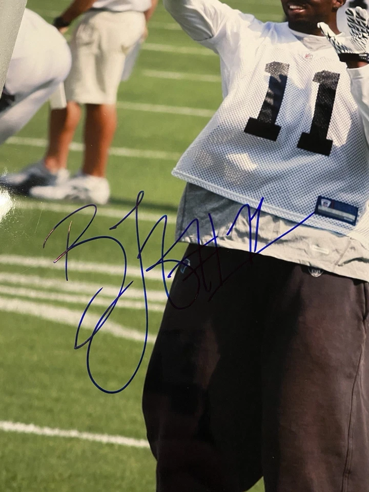Foto firmada por Brandon Lafell Carolina Panthers de fútbol americano 11x14 NFL LSU Tigers Foto 2 de 2