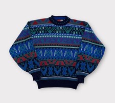 Vintage Todays News Sweater Mens M Multicolor Geometric Knit Grandpa 90s Y2K