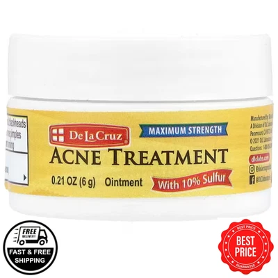 DE LA CRUZ Acne Treatment Ointment with 10% Sulfur, Maximum Strength 6g - UK
