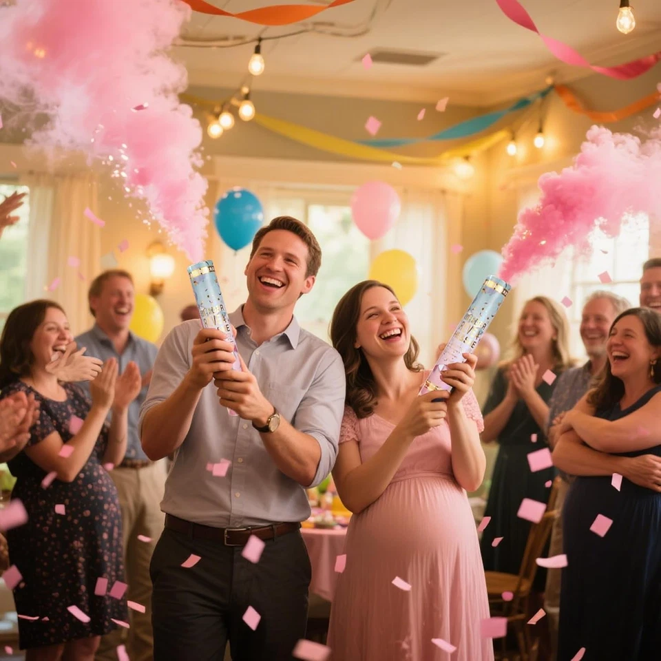 Gender Reveal Confetti Powder Cannon - 2 Pack Pink Baby Gender Reveal Poppers - Image 4 of 4