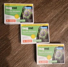 BugMD 3 Boxes Squito Stickers .385 Ounce, 78 Citronella Repellent Patches