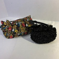 Two Beaded Evening Bags - La Regale Black Beaded Mini  Floral Handbag