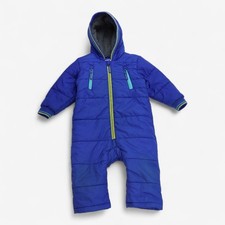 Marks and Spencer Pramsuit Blue Quilted Zip Hooded Lined, 12-18 months