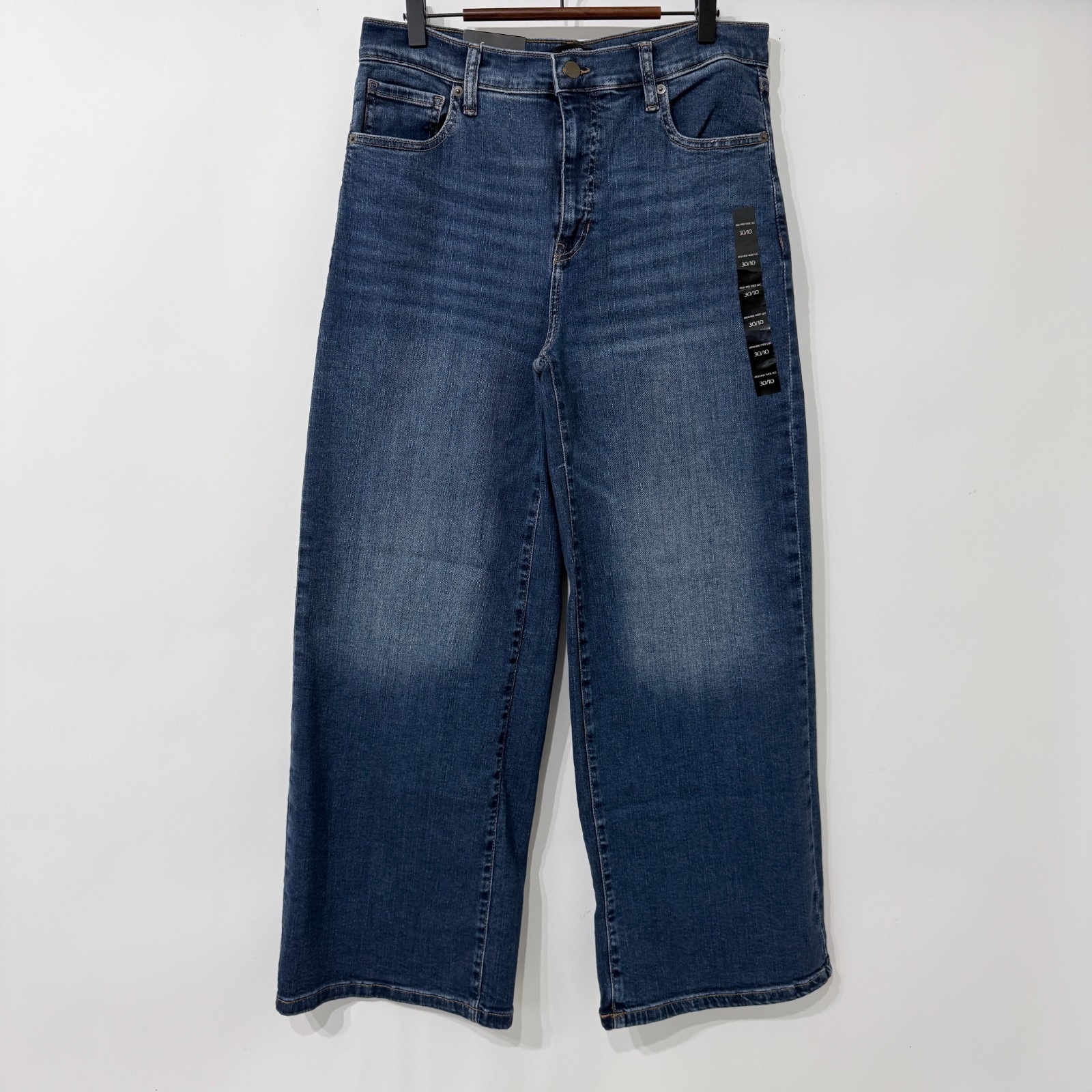 NWT Banana Republic Wide Leg Jeans Womens 30/10 Blue Med Wash High Rise Stretch