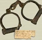 CIVIL WAR MANACLES Shackles Hand Cuffs with PERIOD PROVENANCE to * FORT SUMTER *