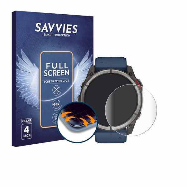 4X Full-Screen Schutz Folie FüR Garmin Quatix 8 (51 Mm) 3D Curved Edge Display-image