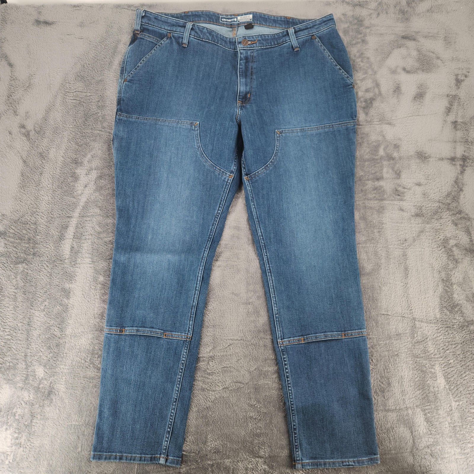 Carhartt Rugged Flex Double Front Jeans Womens 18 Tall Blue Work Relaxed Fit