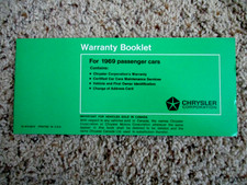 1969 Dodge Plymouth Chrysler Factory Original Blank Warranty Booklet Mint 