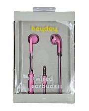 Heyday Wired Earbuds w/ Microphone 3.5mm Aux Jack Headphones Candy Pink NEW 