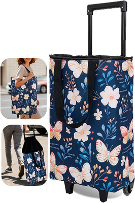 #ad Foldable Rolling Bag Portable Small Shopping Cart with Wheels Collapsible Shop $44.71