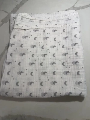 Pottery Barn Kids Organic Muslin Baby Blanket 47x47 Inches Moon Celestial Sleep - Image 1 of 2
