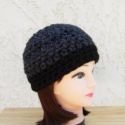 Handmade Chunky Crochet Black Beanie Crochet Bulky Beanie Chunky Crochet Hat Handmade Crochet  main image 3