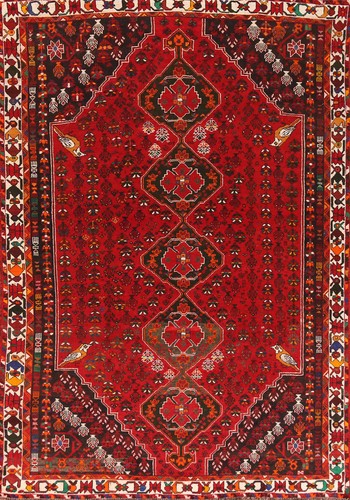 Red Wool Handmade Traditional Tribal Vintage Geometric Living Room Area Rug 7x10