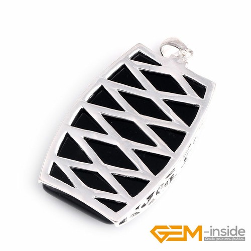 Jade Jewelry Square Gemstone Beads Pendant Charm Necklace Tibetan Silver 27x55mm - Picture 23 of 33