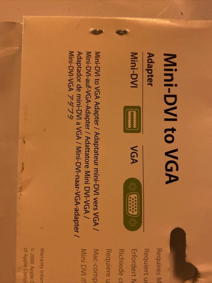 NEW Genuine Apple Mini-DVI To VGA Adapter for Apple Mac Monitor M9320G/A - Image 3 of 4