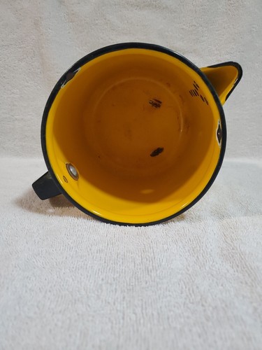 Vintage Yellow With Black Trim Enamelware Coffee Pot Percolator (No Cover) - Picture 6 of 6