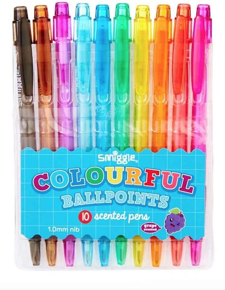 Smiggle Colourful ballpoints 10 x Scented Pens grape pack rainbow stationery pen
