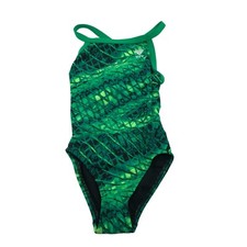 TYR Girls Plexus Diamondfit One Piece Swimsuit Keyhole Back Green 22/S